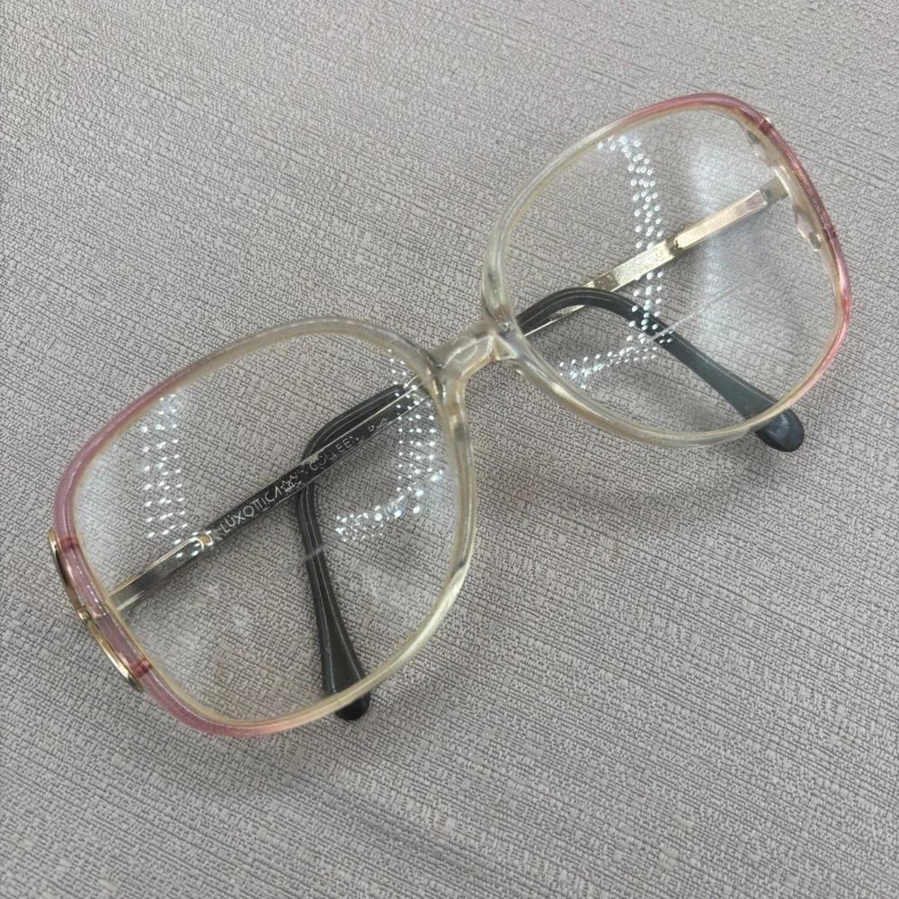 Luxottica Colleen Eyeglasses Women OS Pink Clear Gradient Vintage Librarian-core